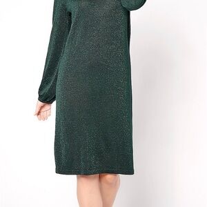 Belle by Kim Gravel Jingle Bells Holiday Nights Glam Long Sleeve Green Dress